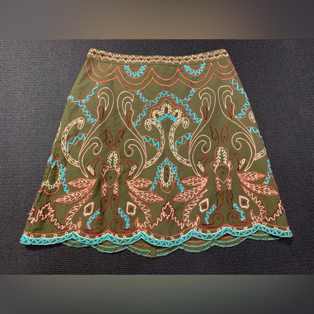 New Anthropologie Japna‎ A-line mini skirt size 6 Beaded Embroidered - Picture 2 of 7